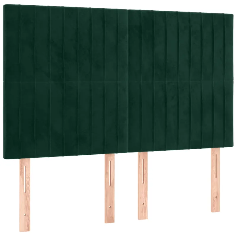 Galvūgalis su LED, tamsiai žalias, 144x5x118/128cm, aksomas