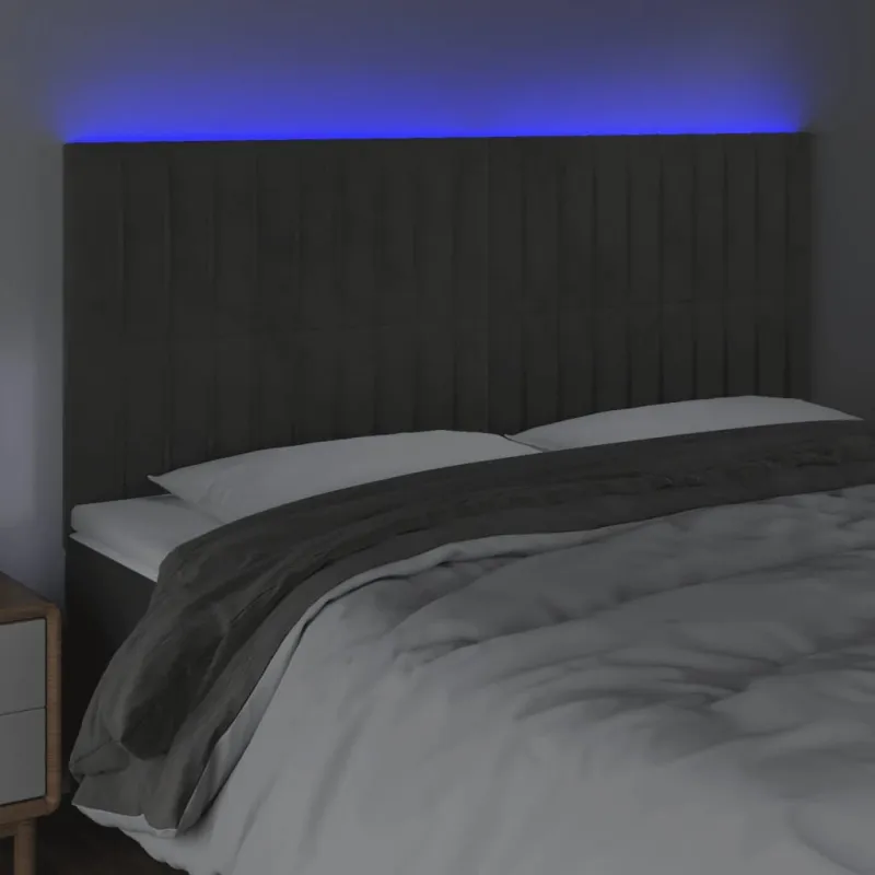 Galvūgalis su LED, tamsiai žalias, 160x5x118/128cm, aksomas