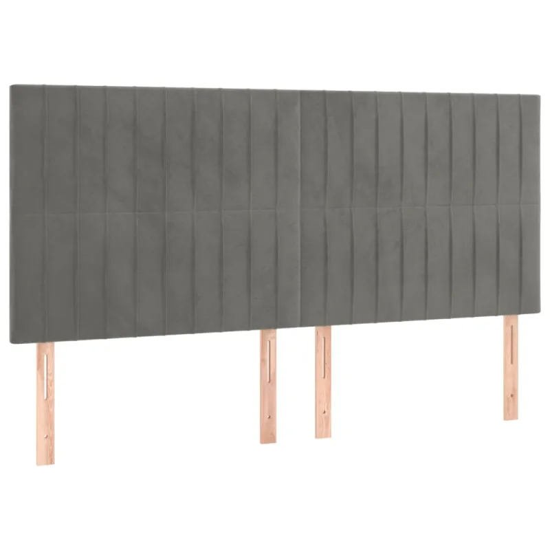 Galvūgalis su LED, šviesiai pilkas, 200x5x118/128cm, aksomas