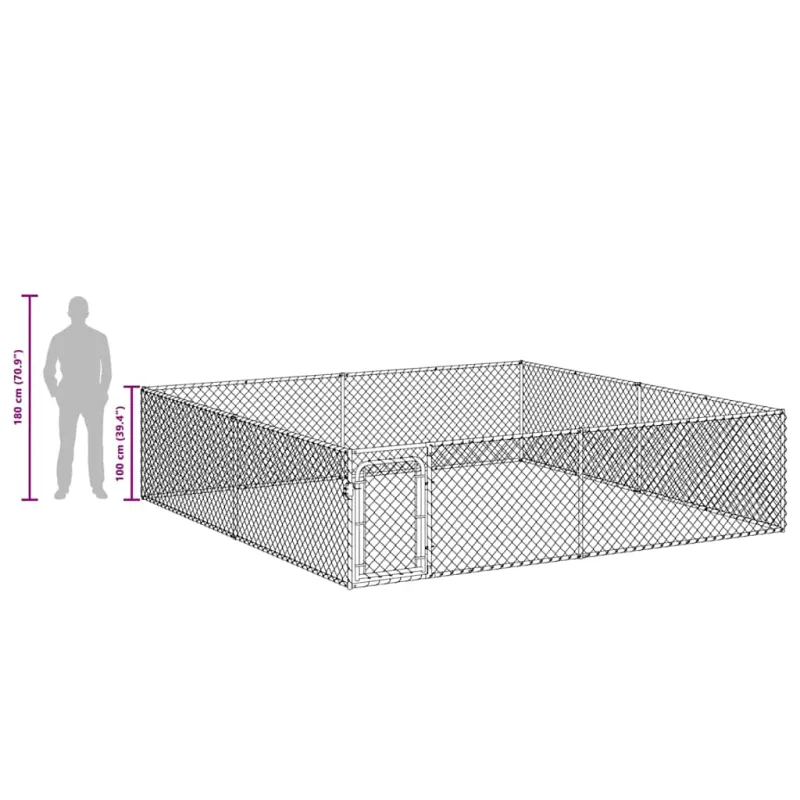 Lauko voljeras šunims, 4x4x1m, galvanizuotas plienas