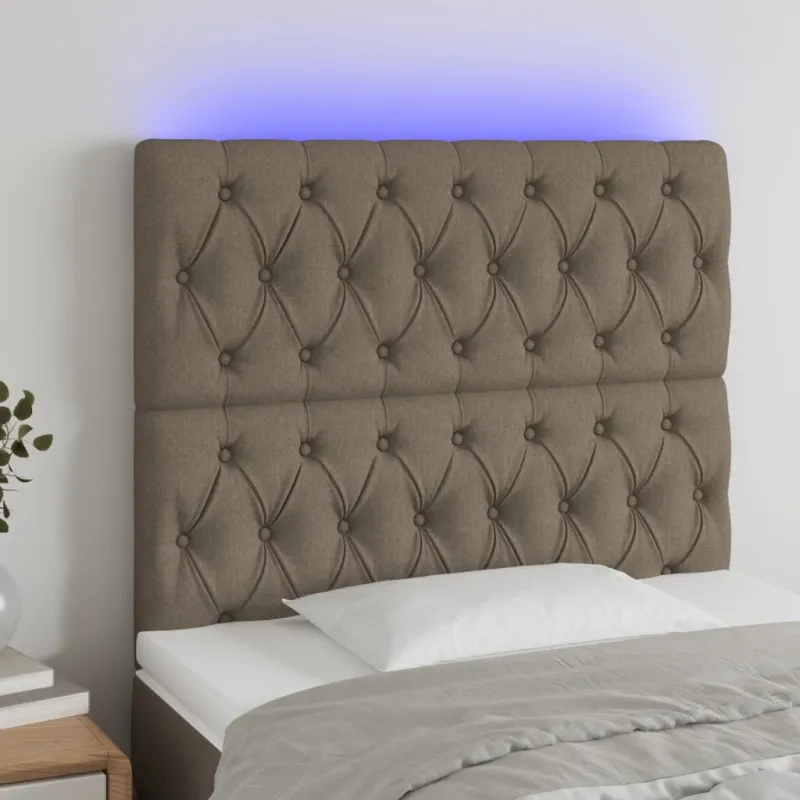 Galvūgalis su LED, taupe spalvos, 90x7x118/128cm, audinys