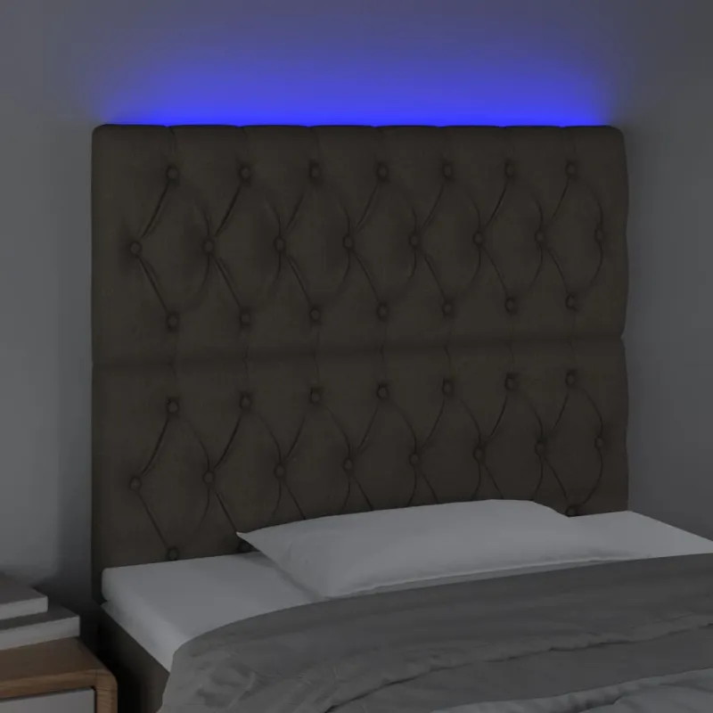 Galvūgalis su LED, taupe spalvos, 90x7x118/128cm, audinys