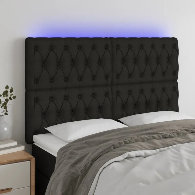 Galvūgalis su LED, juodos spalvos, 144x7x118/128cm, audinys
