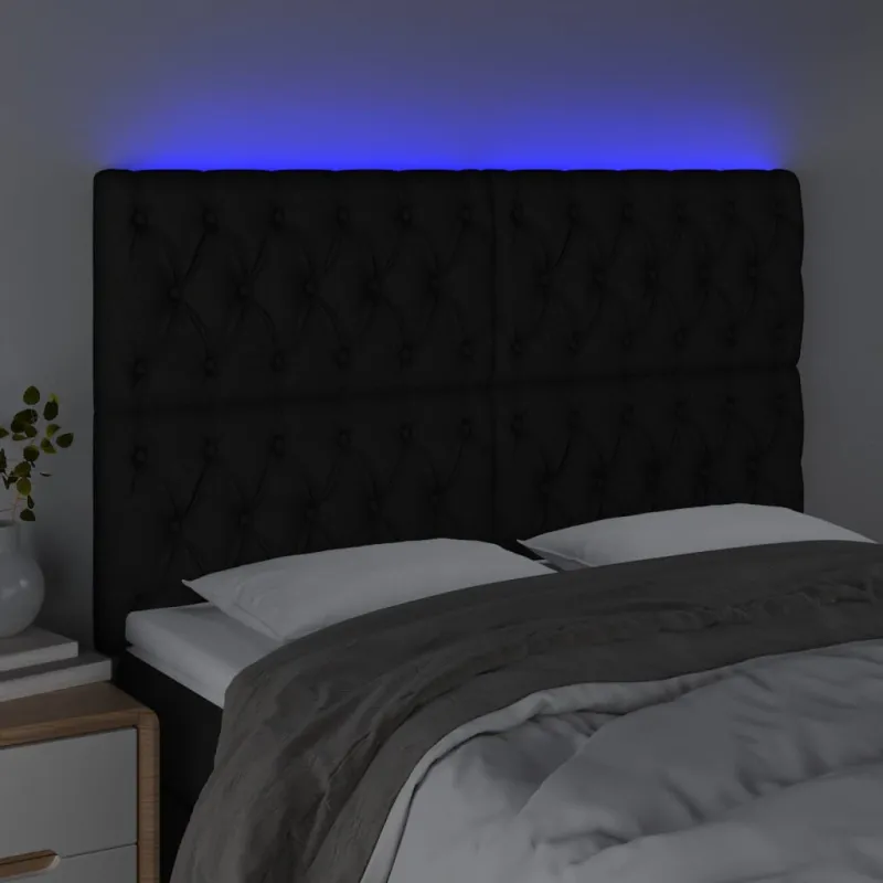 Galvūgalis su LED, juodos spalvos, 144x7x118/128cm, audinys