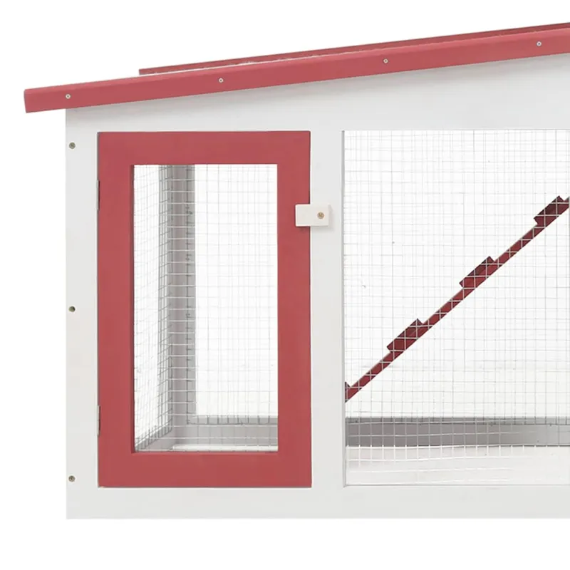 Lauko narvas triušiams, raudonas ir baltas, 201x45x85cm, medis