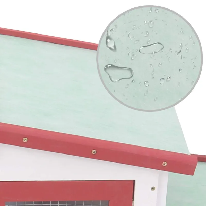 Lauko narvas triušiams, raudonas ir baltas, 201x45x85cm, medis