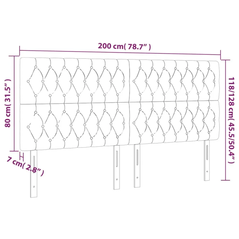 Galvūgalis su LED, juodos spalvos, 200x7x118/128cm, audinys