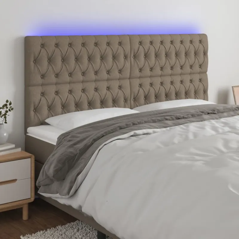 Galvūgalis su LED, taupe spalvos, 200x7x118/128cm, audinys