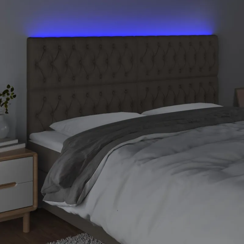 Galvūgalis su LED, taupe spalvos, 200x7x118/128cm, audinys