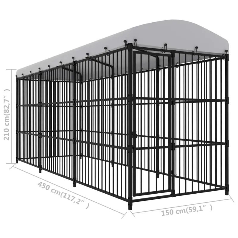Lauko voljeras šunims su stogu, 450x150x210cm