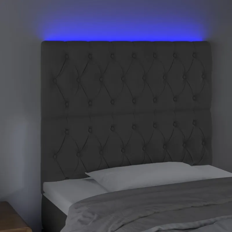 Galvūgalis su LED, tamsiai pilkas, 100x7x118/128cm, aksomas