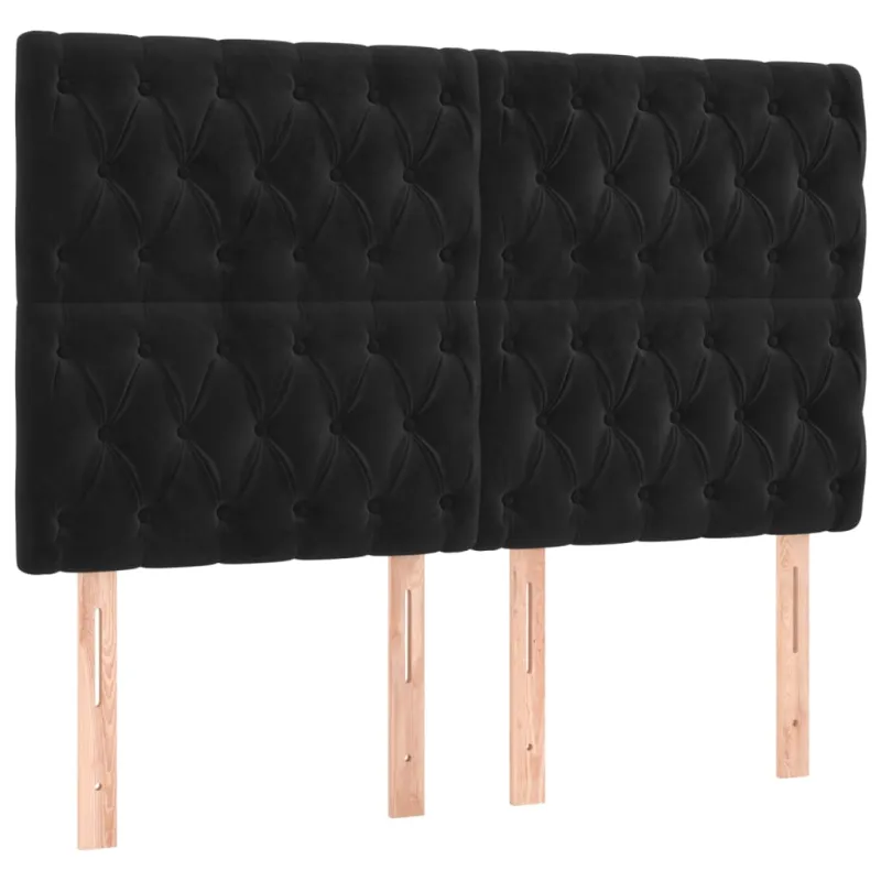 Galvūgalis su LED, juodos spalvos, 160x7x118/128cm, aksomas