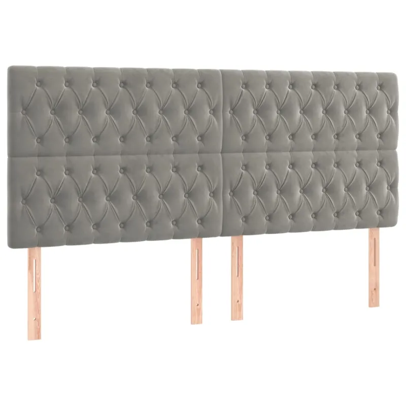 Galvūgalis su LED, šviesiai pilkas, 180x7x118/128cm, aksomas