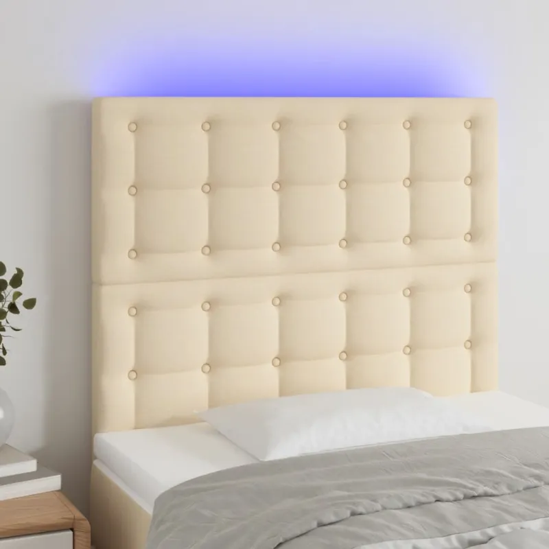 Galvūgalis su LED, kreminės spalvos, 80x5x118/128cm, audinys