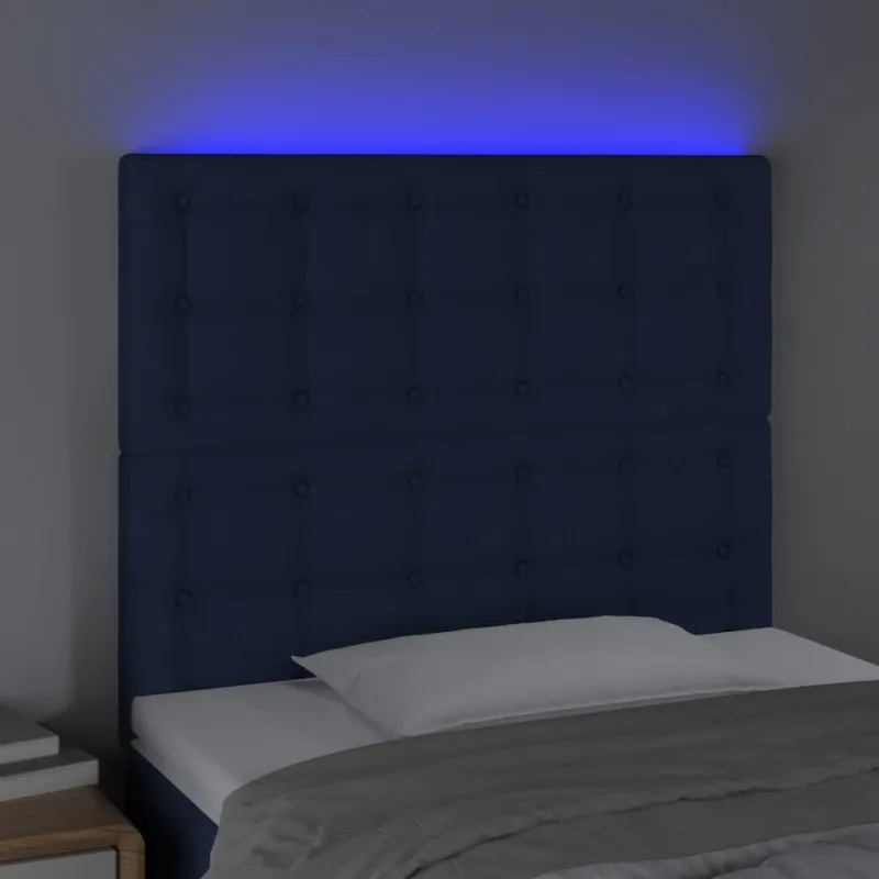 Galvūgalis su LED, mėlynos spalvos, 80x5x118/128cm, audinys