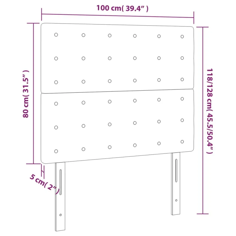 Galvūgalis su LED, kreminės spalvos, 100x5x118/128cm, audinys