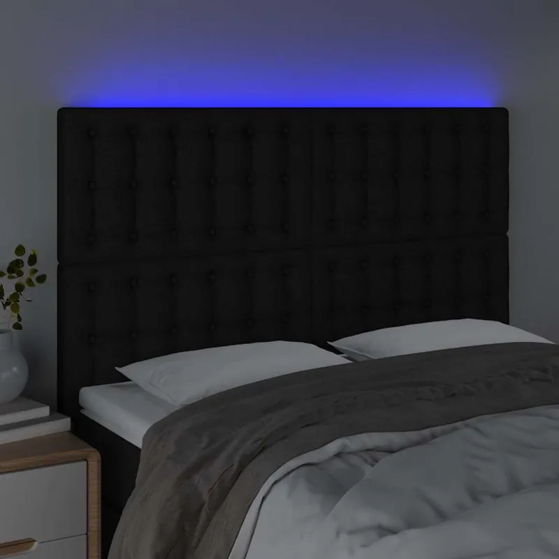 Galvūgalis su LED, juodos spalvos, 144x5x118/128cm, audinys