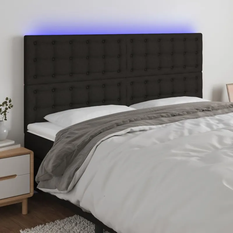 Galvūgalis su LED, juodos spalvos, 160x5x118/128cm, audinys