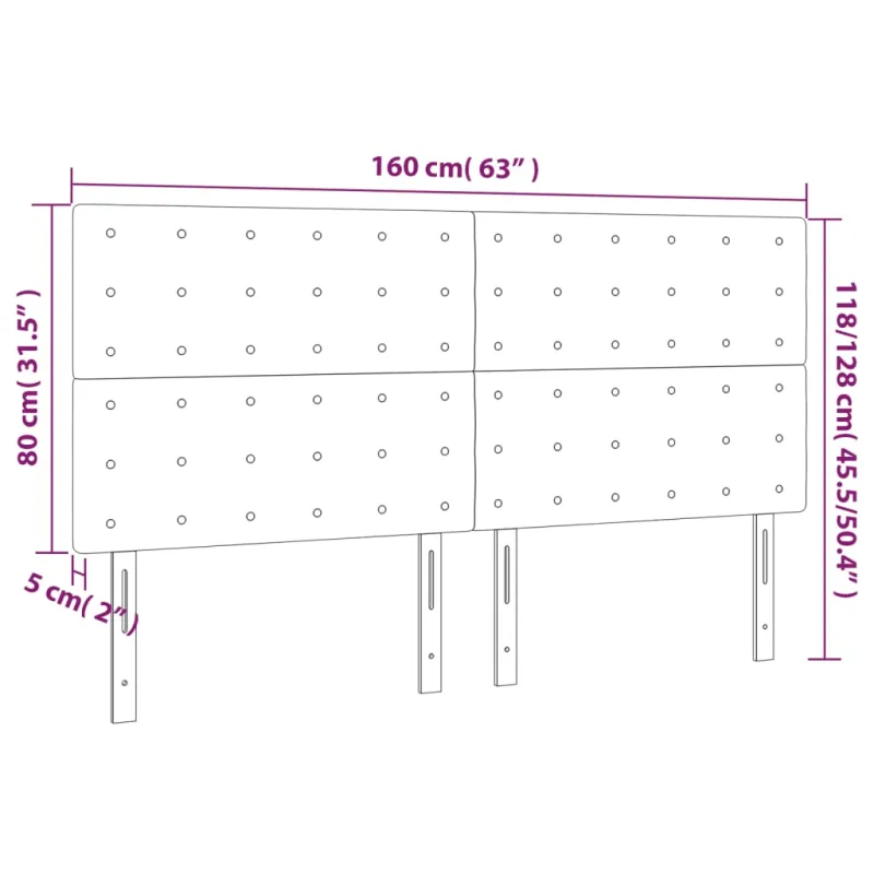 Galvūgalis su LED, juodos spalvos, 160x5x118/128cm, audinys