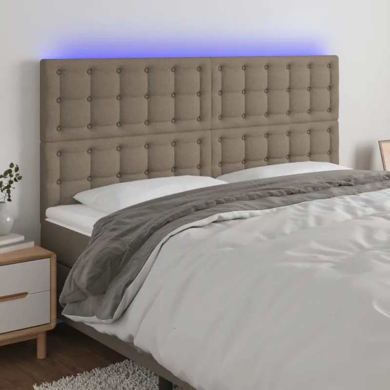 Galvūgalis su LED, taupe spalvos, 160x5x118/128cm, audinys