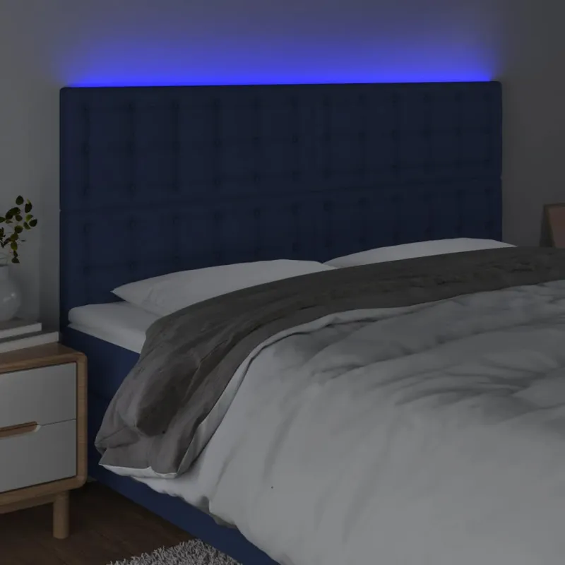 Galvūgalis su LED, mėlynos spalvos, 180x5x118/128cm, audinys