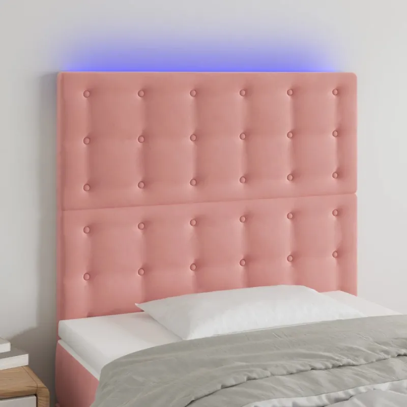 Galvūgalis su LED, rožinės spalvos, 80x5x118/128cm, aksomas