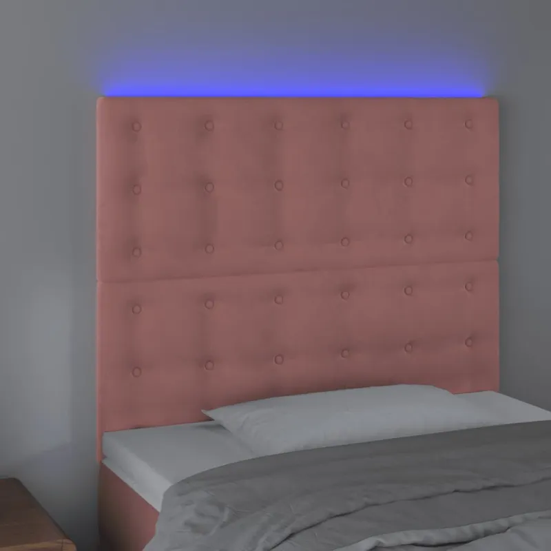 Galvūgalis su LED, rožinės spalvos, 80x5x118/128cm, aksomas
