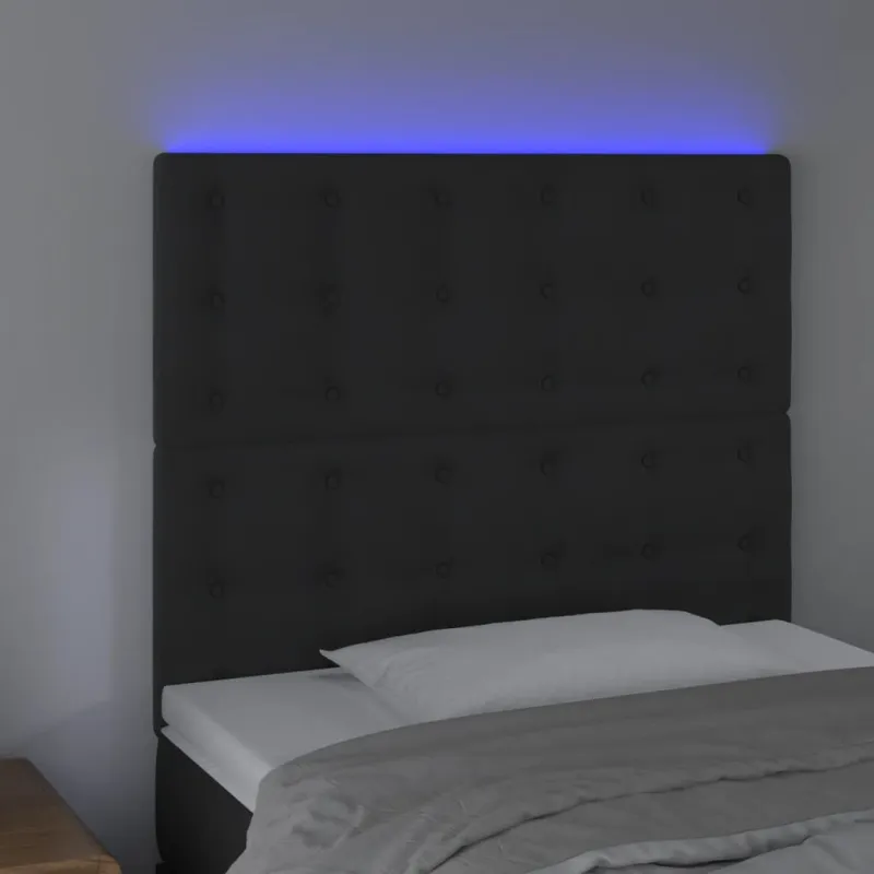 Galvūgalis su LED, juodos spalvos, 90x5x118/128cm, aksomas