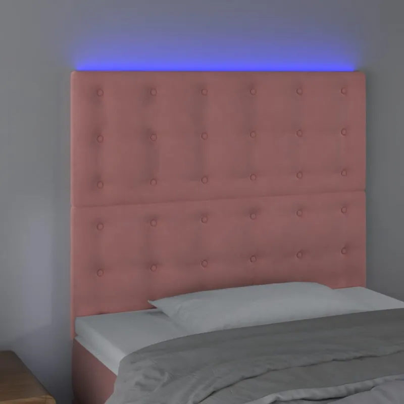 Galvūgalis su LED, rožinės spalvos, 90x5x118/128cm, aksomas