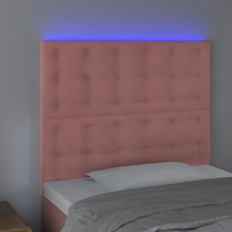 Galvūgalis su LED, rožinės spalvos, 100x5x118/128cm, aksomas