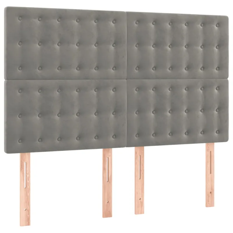 Galvūgalis su LED, šviesiai pilkas, 144x5x118/128cm, aksomas
