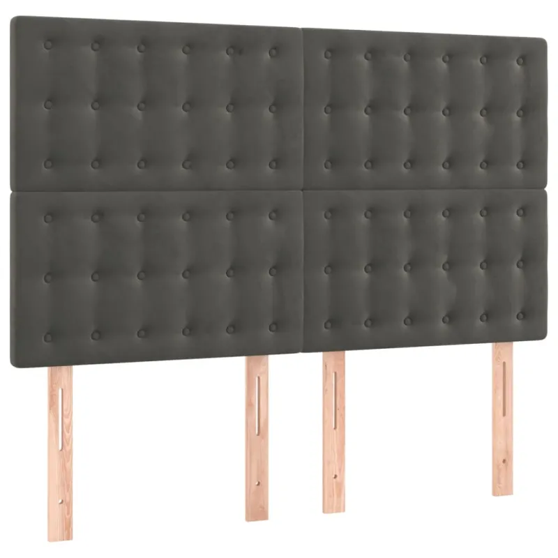 Galvūgalis su LED, tamsiai pilkas, 144x5x118/128cm, aksomas