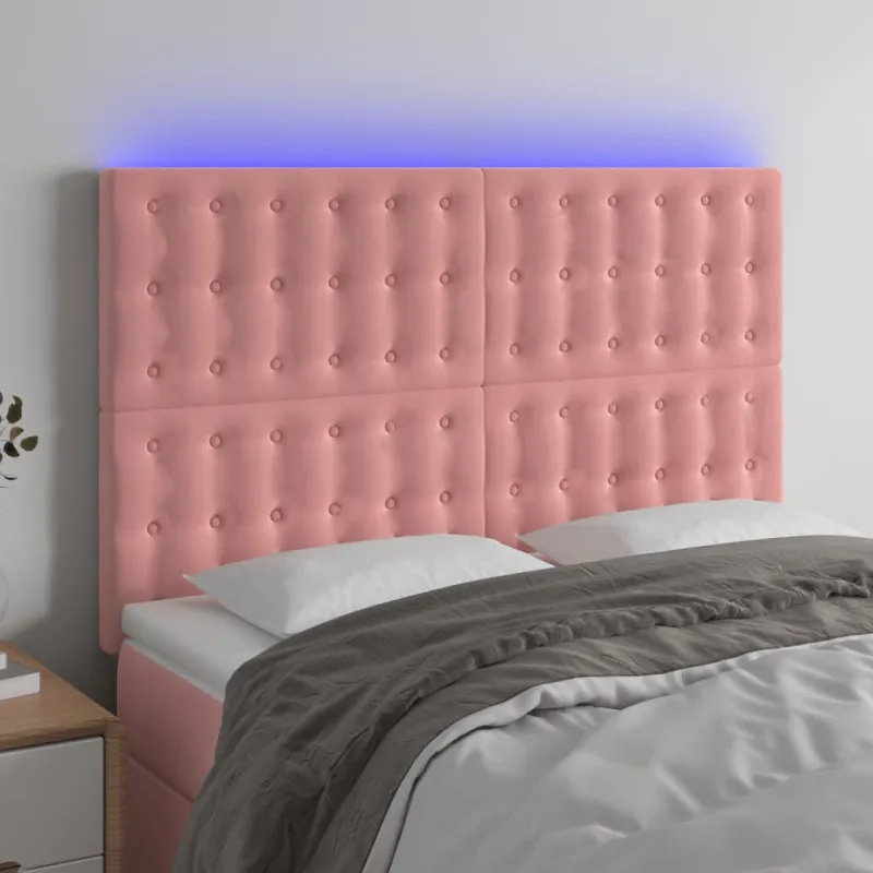 Galvūgalis su LED, rožinės spalvos, 144x5x118/128cm, aksomas