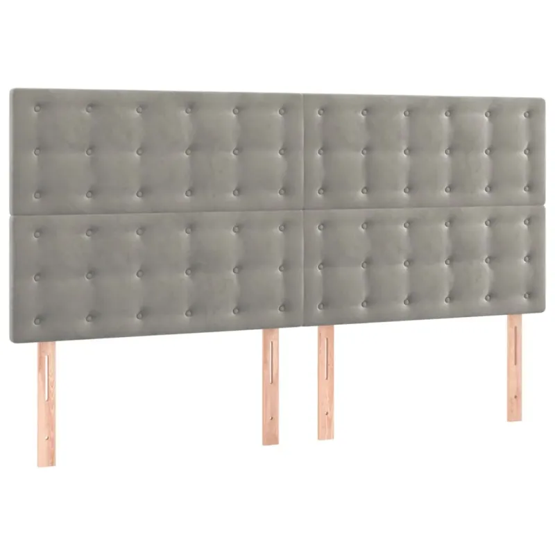 Galvūgalis su LED, šviesiai pilkas, 160x5x118/128cm, aksomas