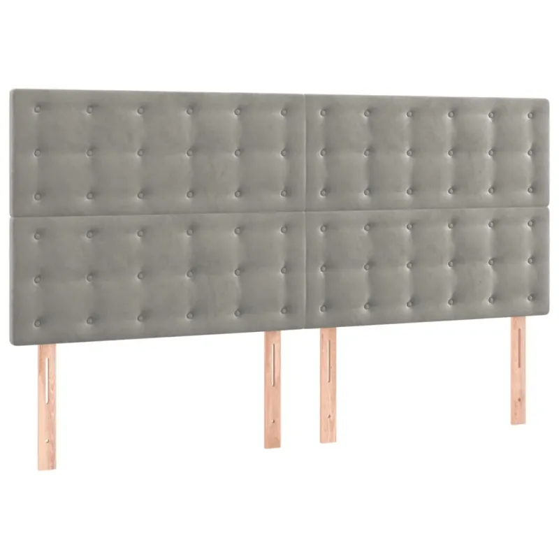 Galvūgalis su LED, šviesiai pilkas, 180x5x118/128cm, aksomas