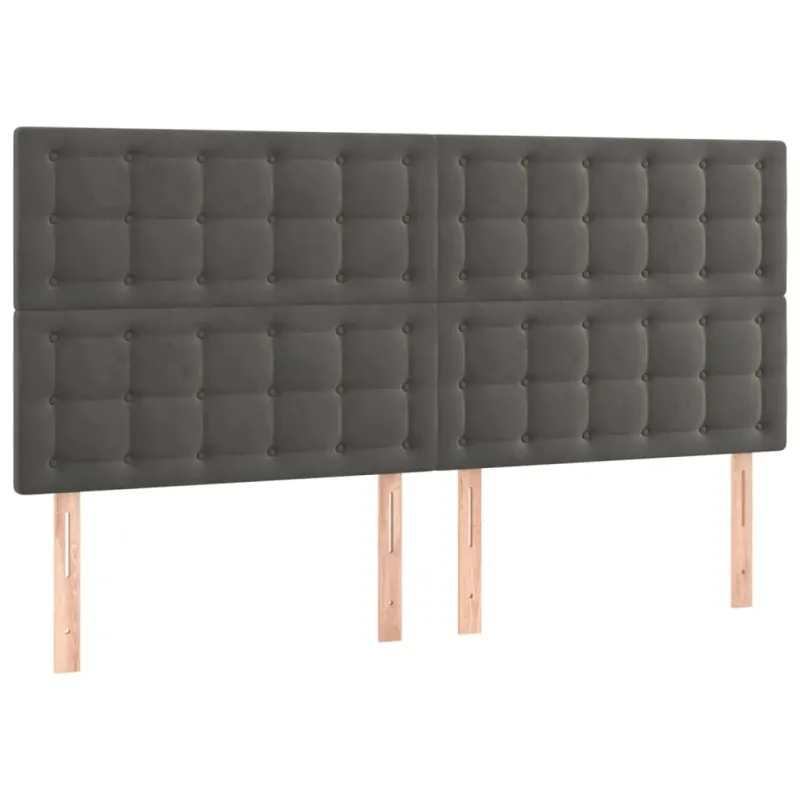Galvūgalis su LED, tamsiai pilkas, 180x5x118/128cm, aksomas
