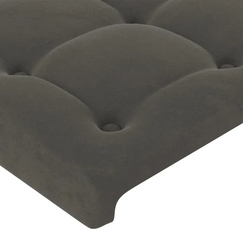 Galvūgalis su LED, tamsiai pilkas, 180x5x118/128cm, aksomas
