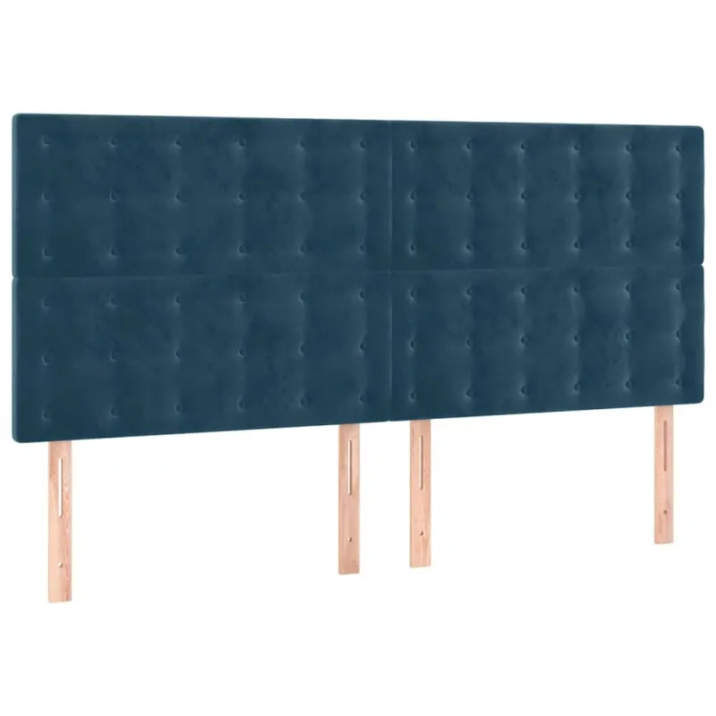 Galvūgalis su LED, tamsiai mėlynas, 180x5x118/128cm, aksomas