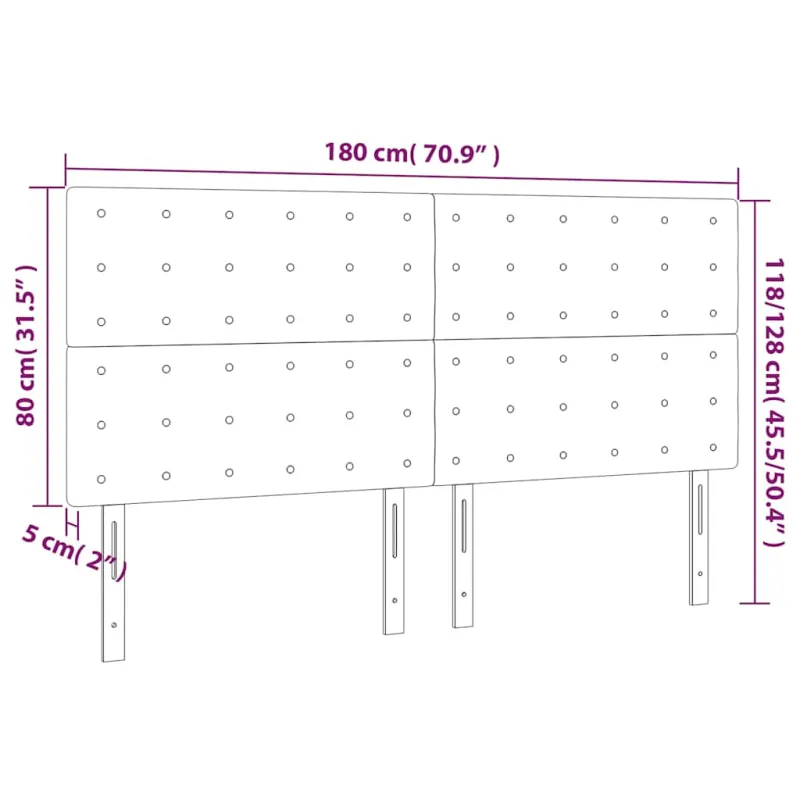 Galvūgalis su LED, tamsiai mėlynas, 180x5x118/128cm, aksomas