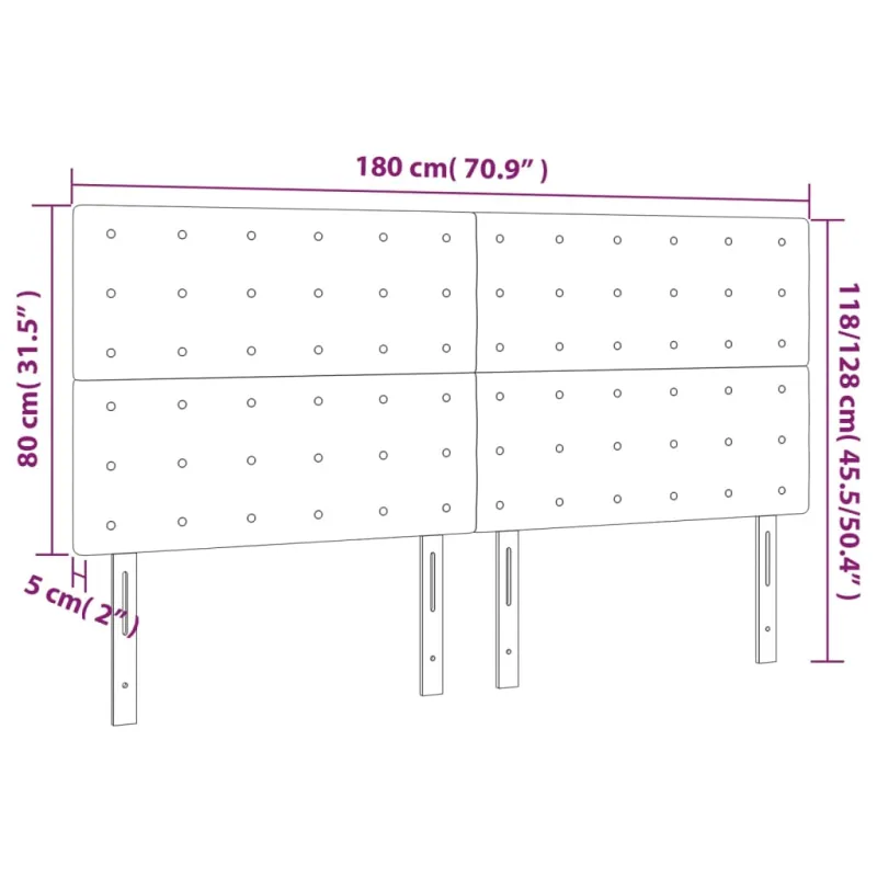 Galvūgalis su LED, rožinės spalvos, 180x5x118/128cm, aksomas