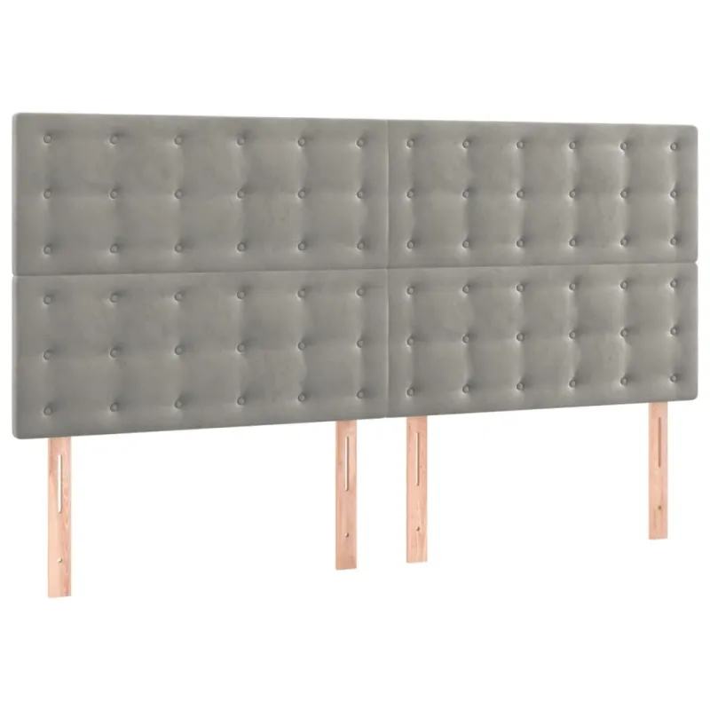 Galvūgalis su LED, šviesiai pilkas, 200x5x118/128cm, aksomas
