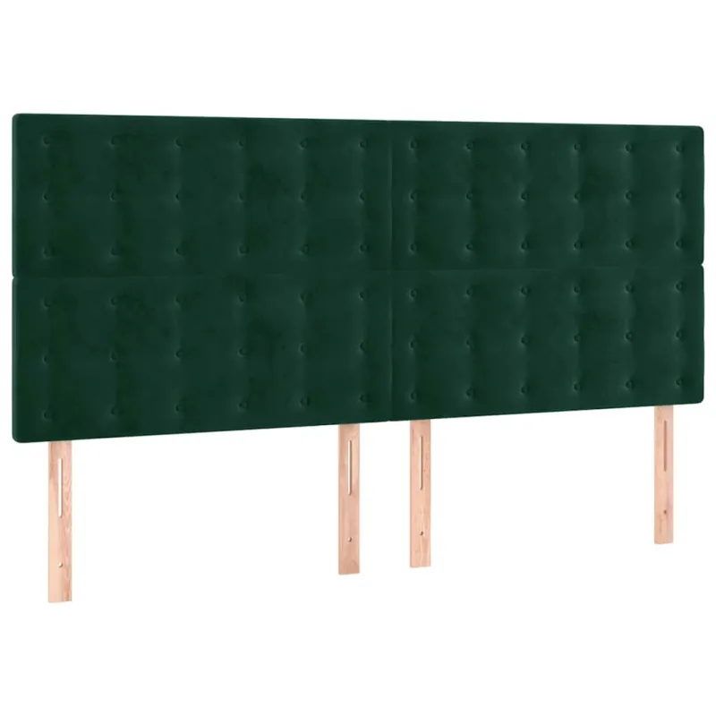 Galvūgalis su LED, tamsiai žalias, 200x5x118/128cm, aksomas