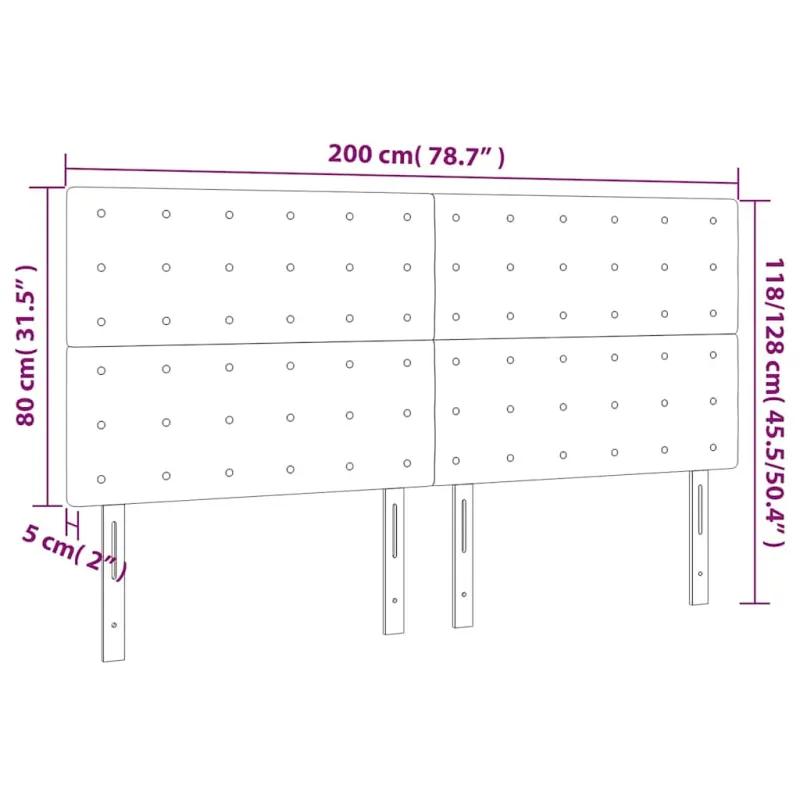 Galvūgalis su LED, tamsiai žalias, 200x5x118/128cm, aksomas
