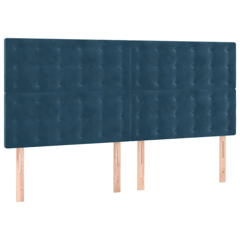 Galvūgalis su LED, tamsiai mėlynas, 200x5x118/128cm, aksomas