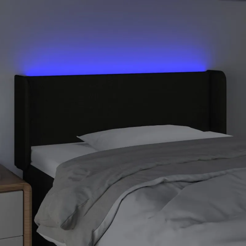 Galvūgalis su LED, juodos spalvos, 93x16x78/88cm, audinys