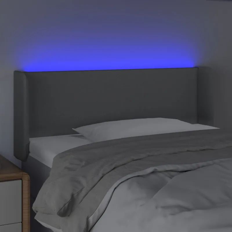 Galvūgalis su LED, šviesiai pilkas, 103x16x78/88cm, audinys