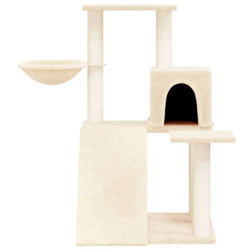 Draskyklė katėms su stovais iš sizalio, kreminės spalvos, 82cm
