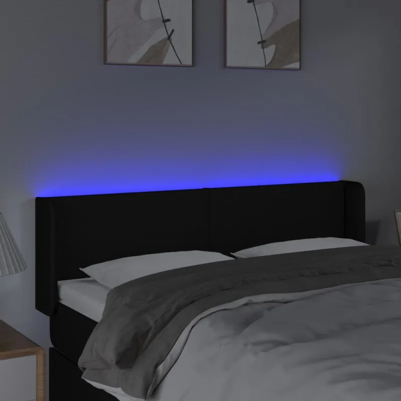 Galvūgalis su LED, juodos spalvos, 147x16x78/88cm, audinys