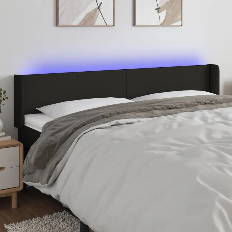 Galvūgalis su LED, juodos spalvos, 163x16x78/88cm, audinys