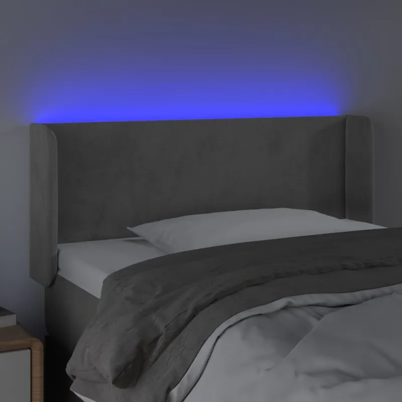 Galvūgalis su LED, šviesiai pilkas, 83x16x78/88cm, aksomas